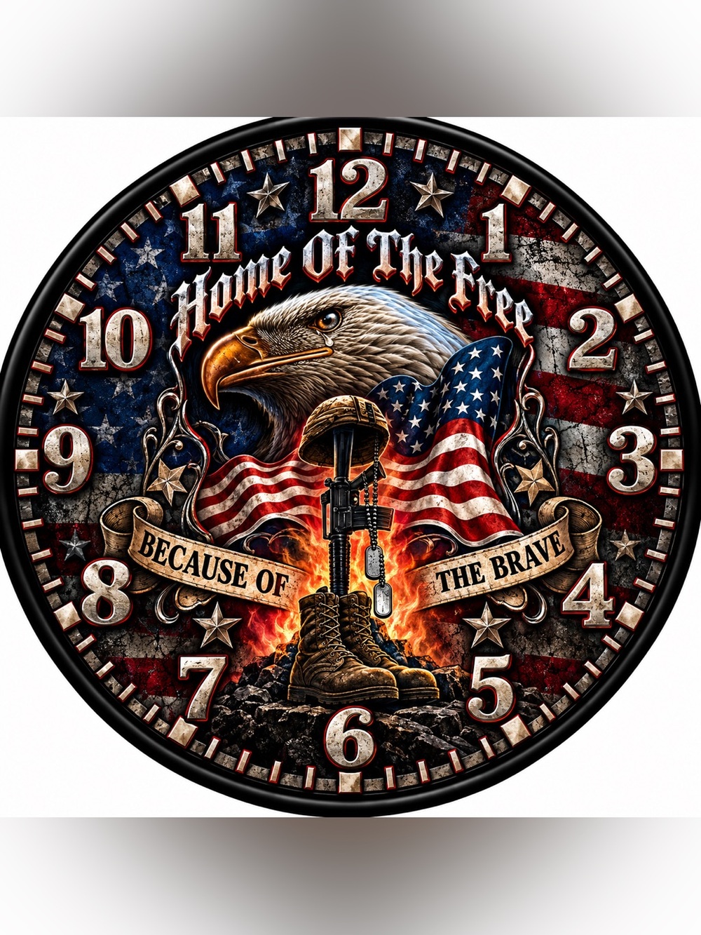 Home Wall Decor Patriotic Eagle 9” Clock Print in Red, Blue, White